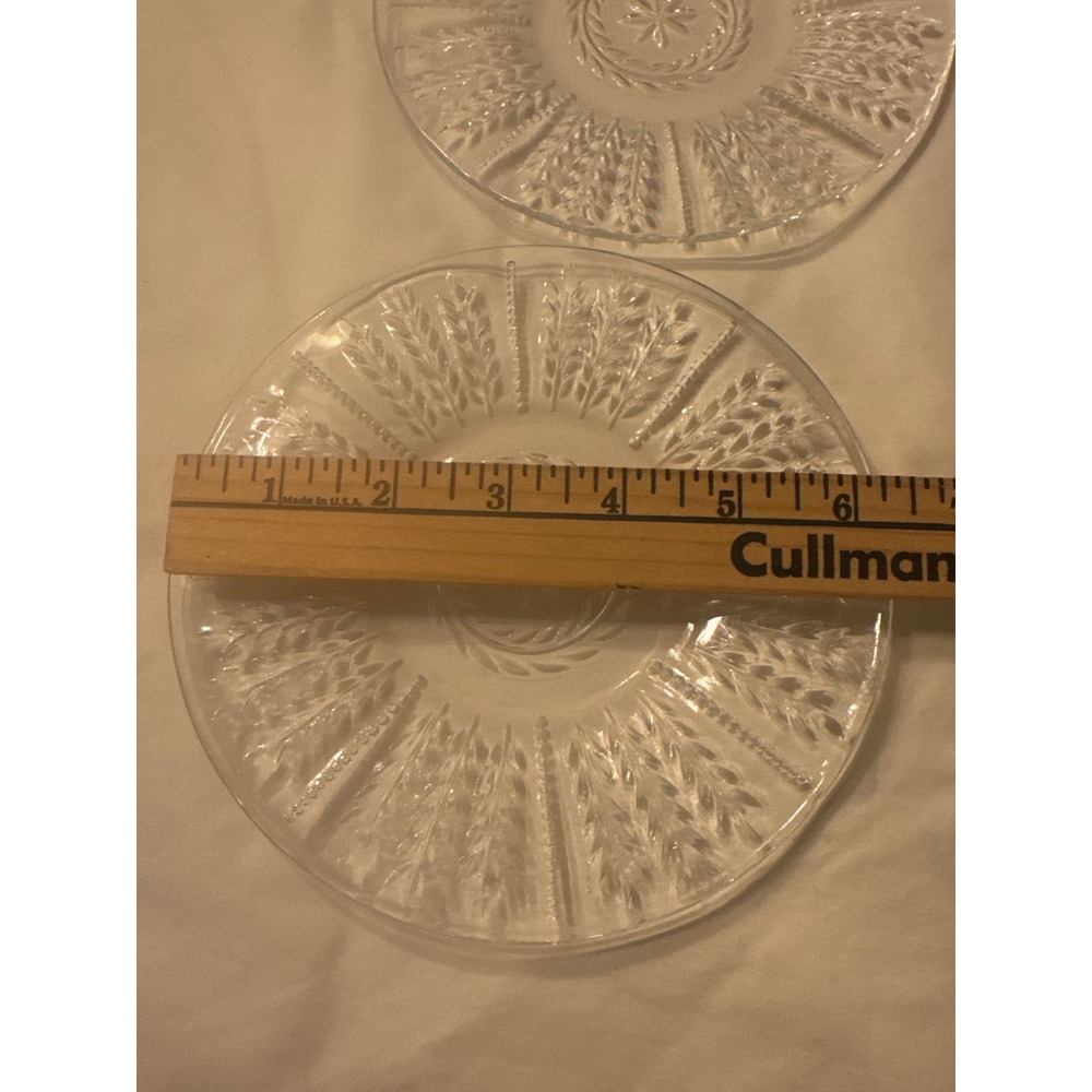 Vintage Set of 5 Federal Glass Wheat‎ and Star Clear 6" Dessert Plates - Picture 5 of 5
